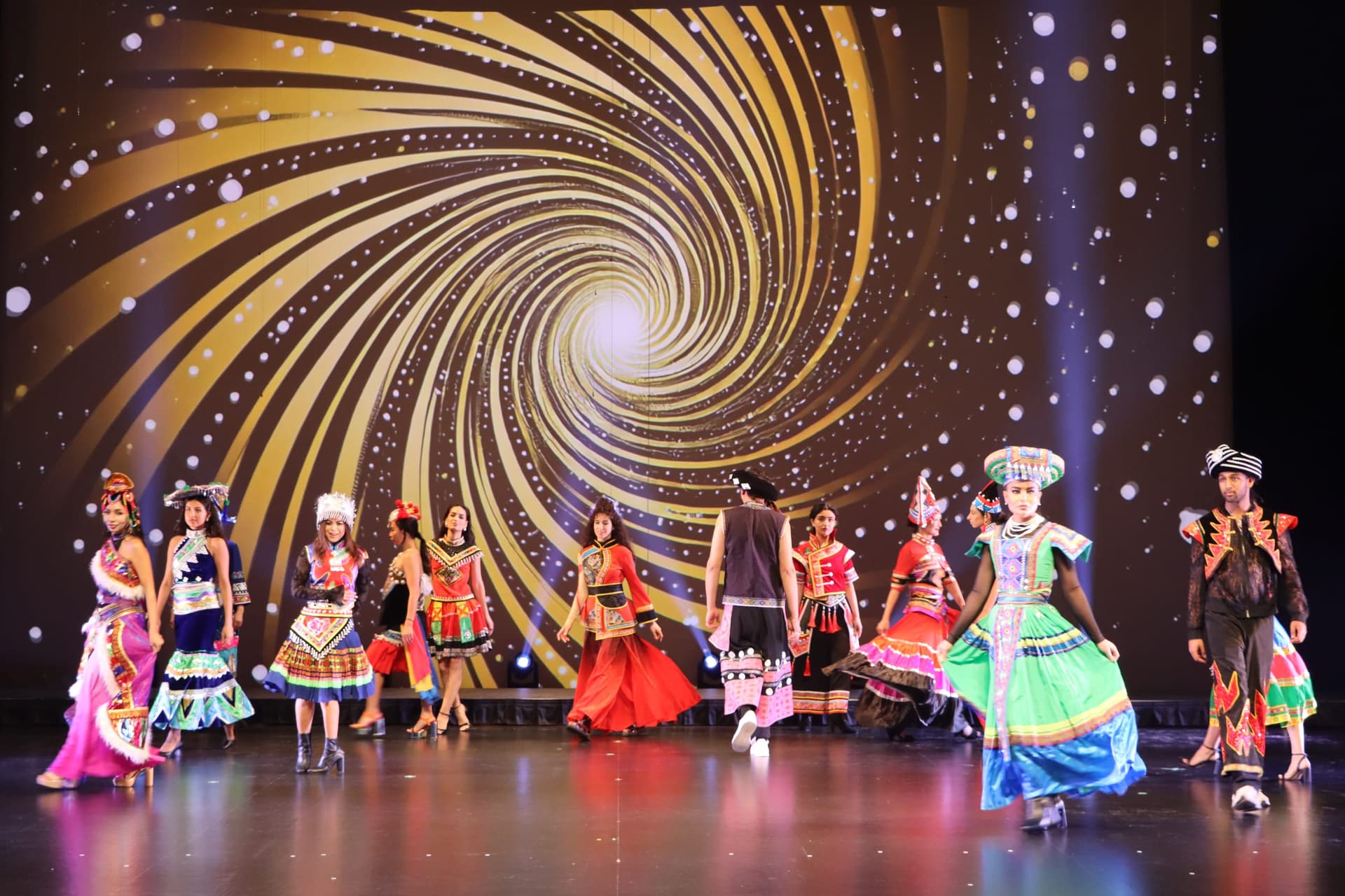 Linda on stage during an aerial performance